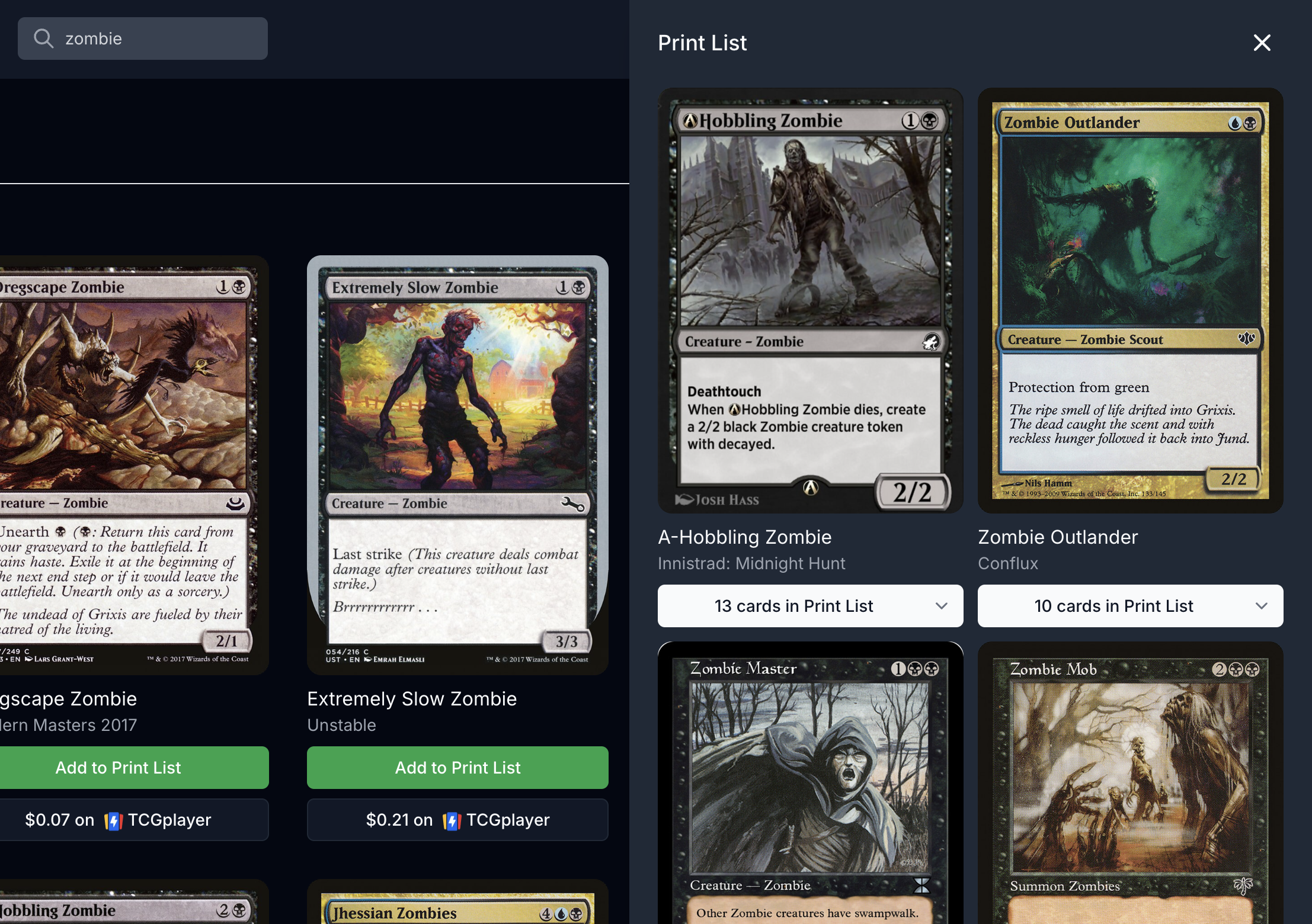Cart screenshot showing how to add cards to your Proxy List