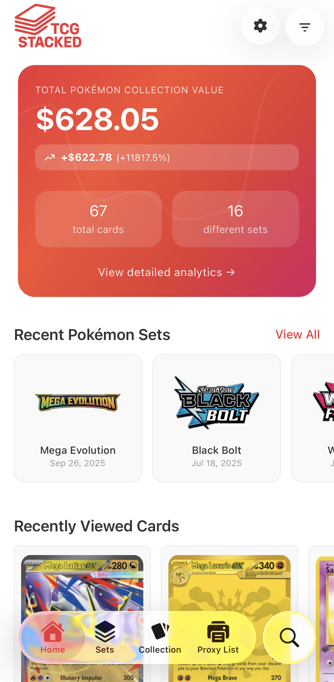 TCG Stacked App Home Screen