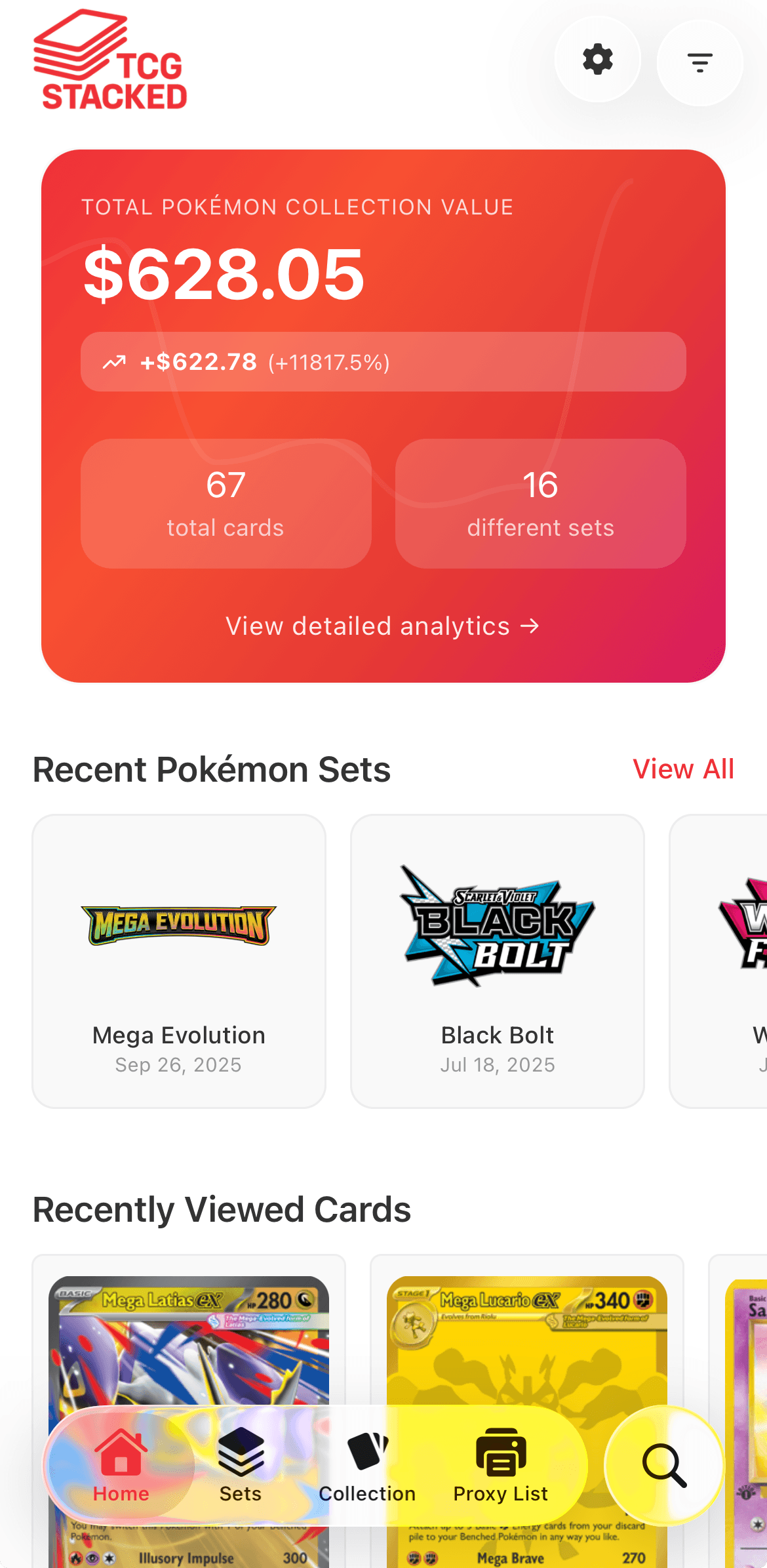 TCG Stacked App Home Screen